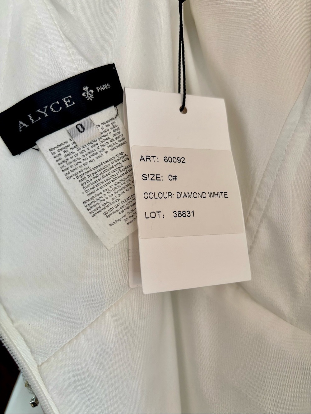 NWT Alyce Paris Dress DIAMOND WHITE Style # 60092 Made in US, Cover pic is style - Picture 10 of 12